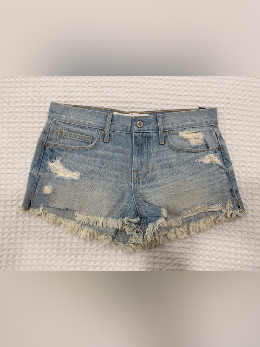Abercrombie & Fitch Faded Light Blue Distressed Denim Cutoff Shorts